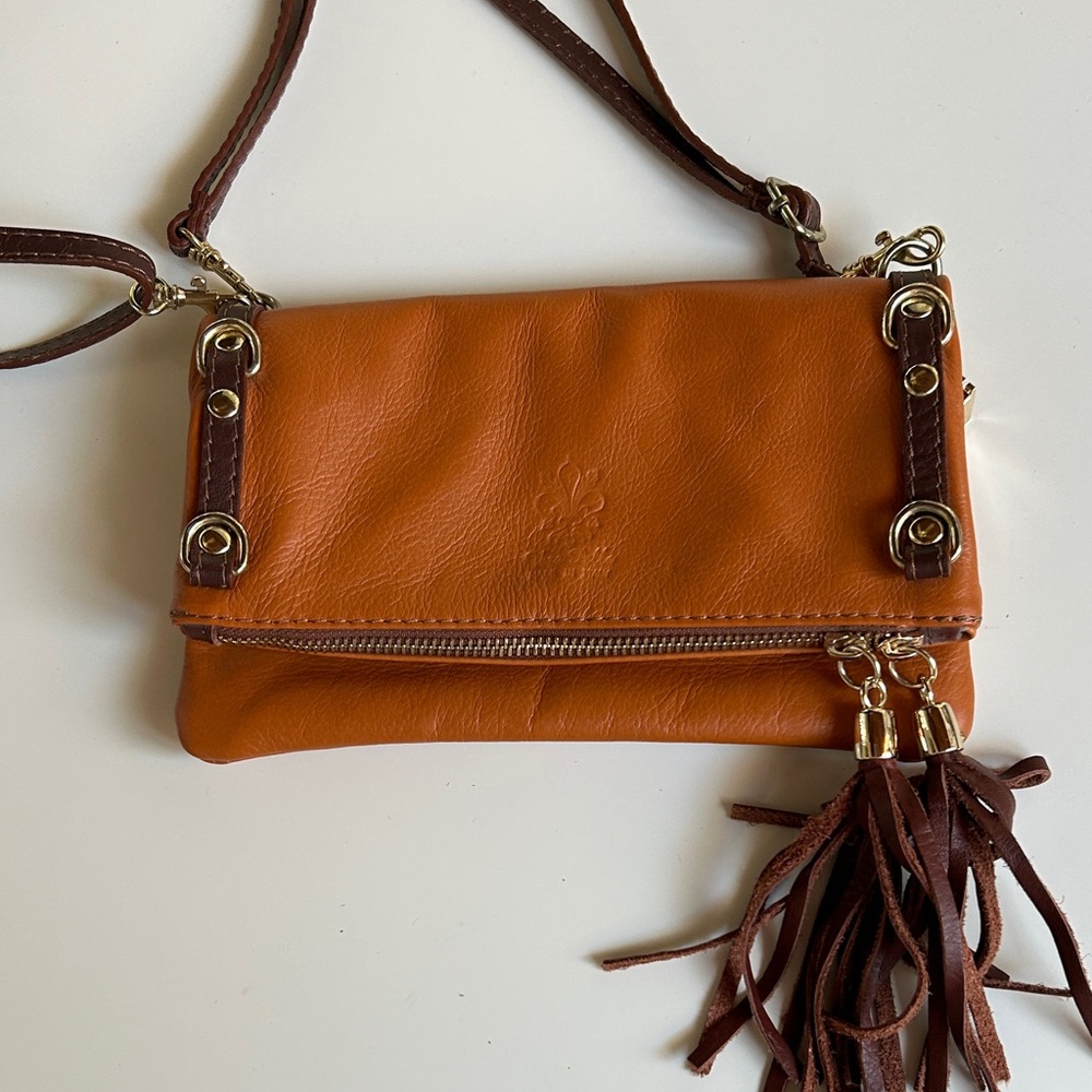 Made in Italy Boho Leather Clutch  Bag crossbody